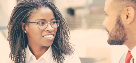 Two colleagues talking